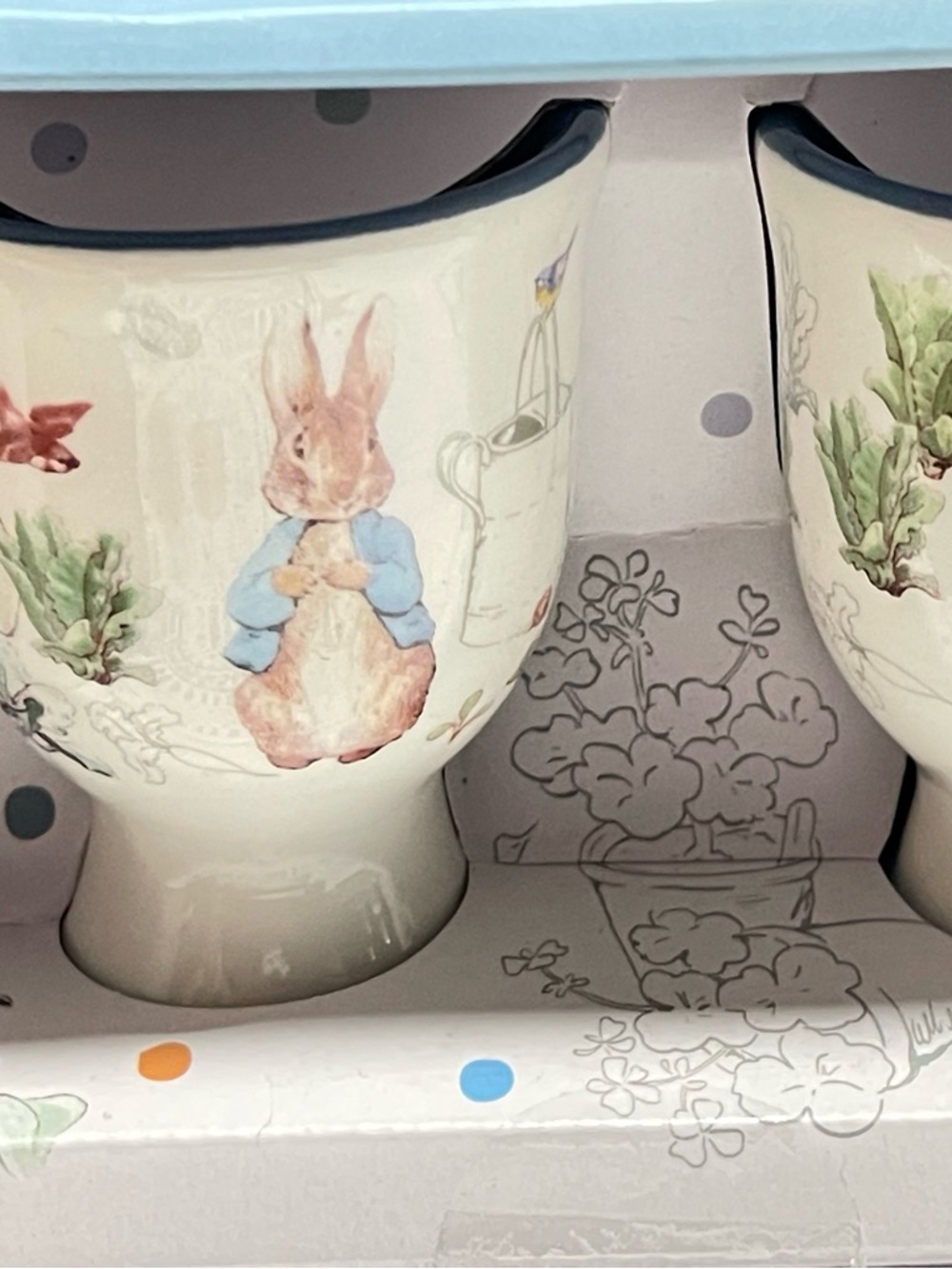Beatrix Potter Peter Rabbit Ceramic Egg Cup Set - Pastel Floral - Picture 3 of 9